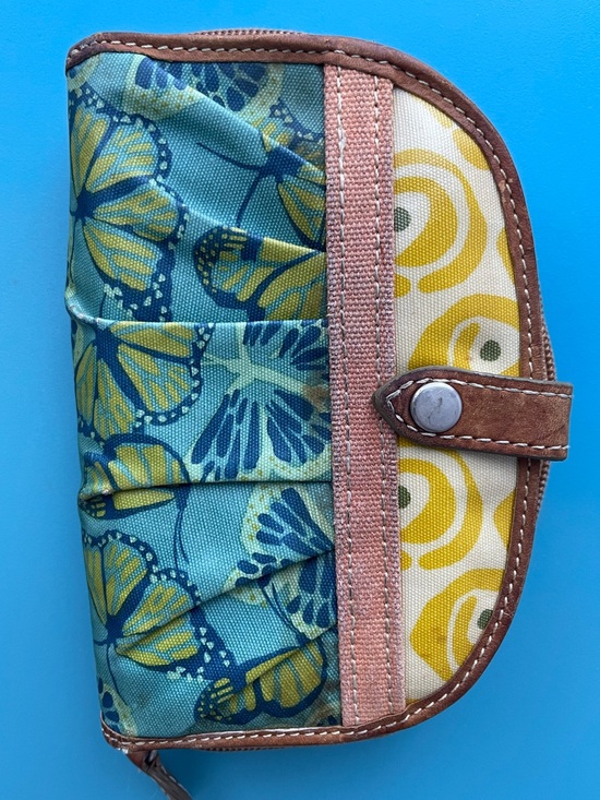 Fossil Handbags - Fossil Tan Leather Wallet with Butterfly Decals